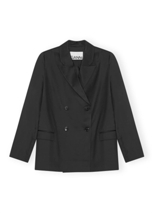 Calendered wool blazer Sort W0797 Ganni 